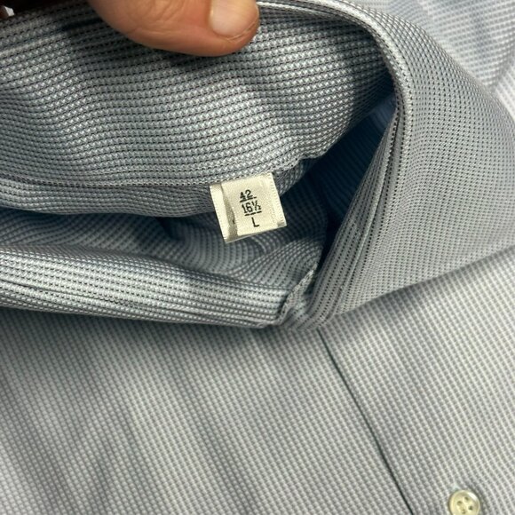 Giorgio Armani Dress Shirt French Cuffs Italy Cotton Textrued Blue 16 1/2 Large - Picture 7 of 10